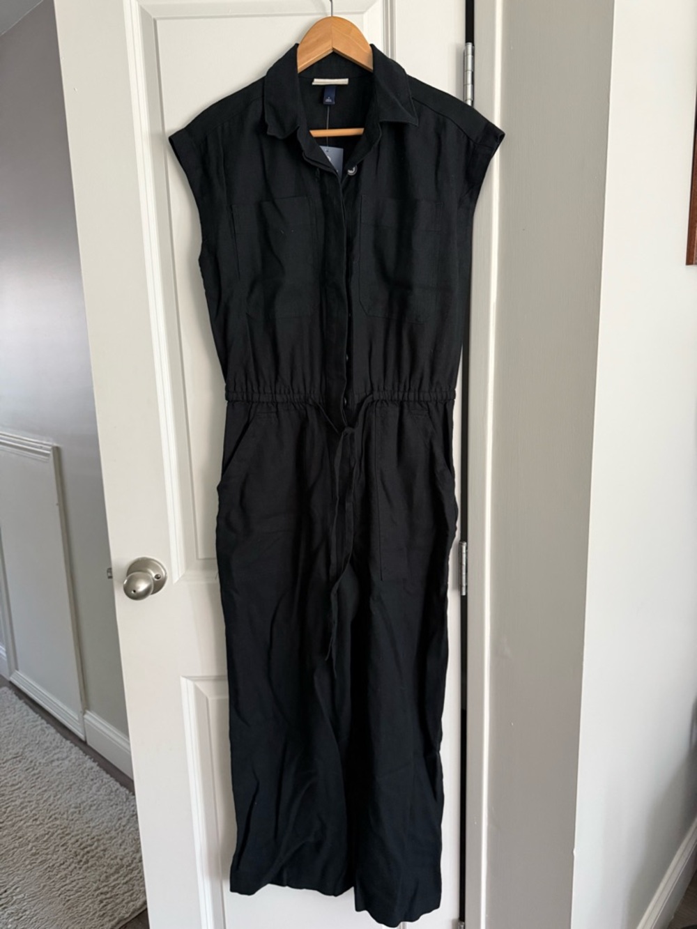 Universal Thread Black Sleeveless Jumpsuit Linen Quiet Luxury NWT
